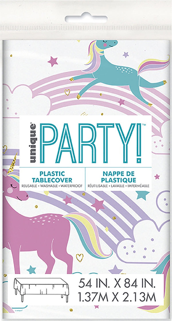 MAGICAL UNICORN PLASTIC TABLECOVER1.37M X 2.13M (54" X 84")